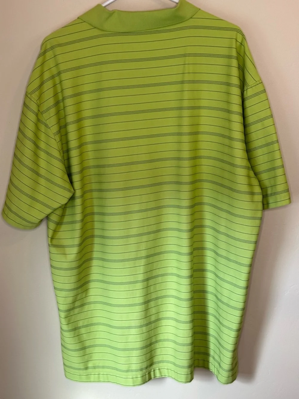 Nike Men’s XL Lime Green Striped Polo - 26” P2P - 32” Length